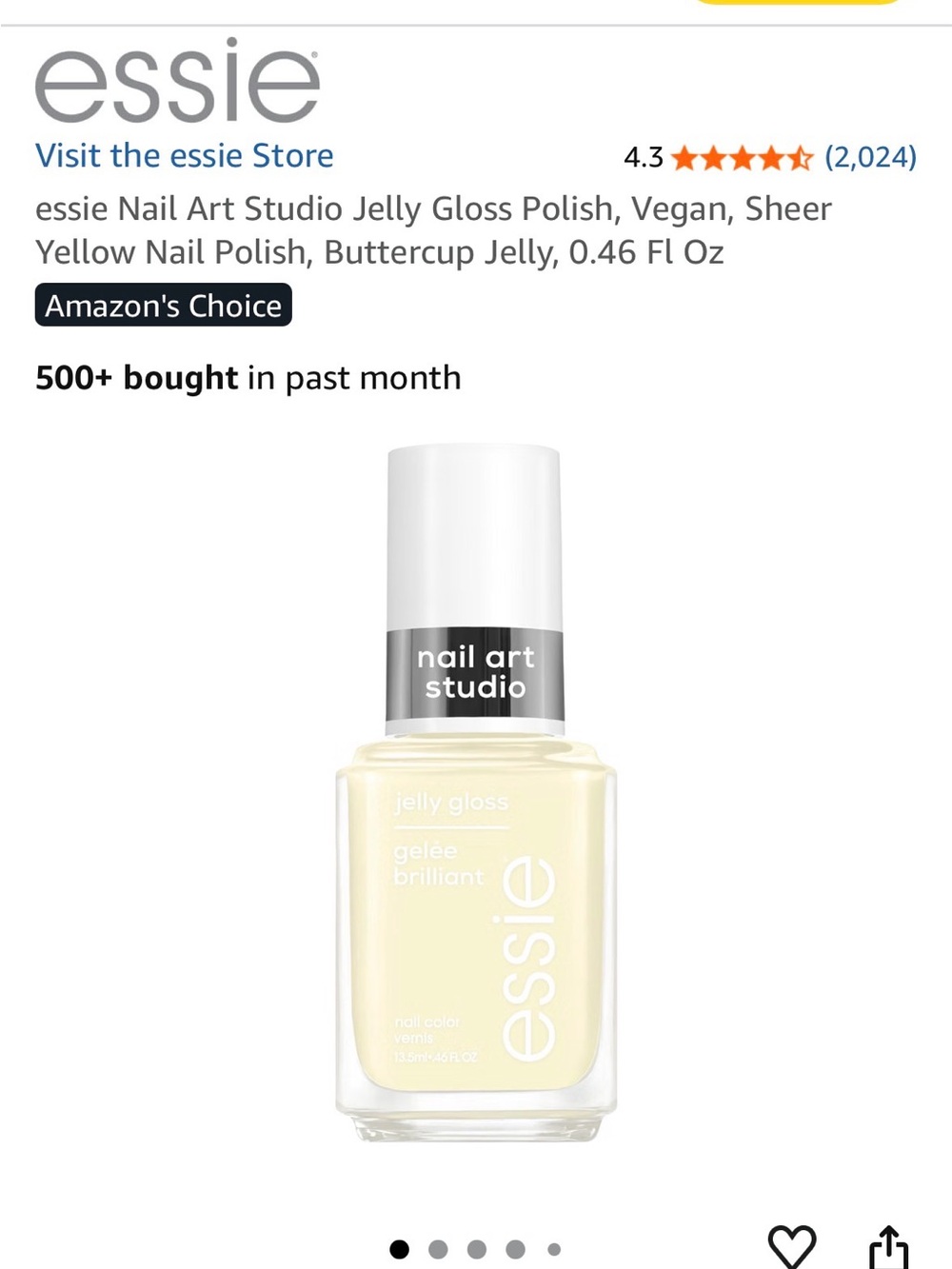 New! essie Jelly Gloss Press-On Nails in Buttercup Yellow